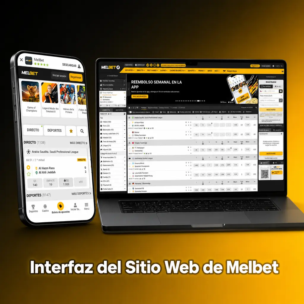 Interfaz del sitio web de Melbet