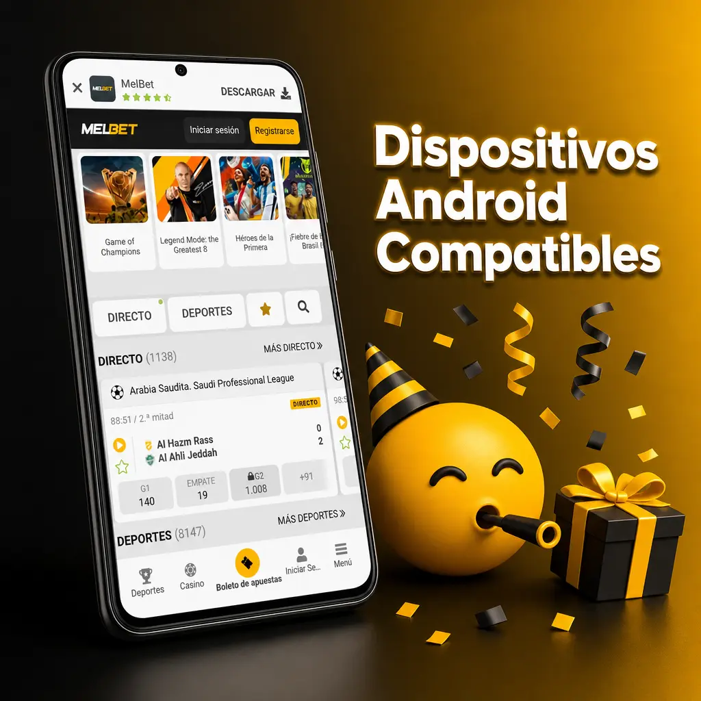 Dispositivos Android compatibles con la app Melbet